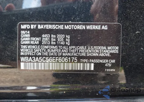 2014 BMW 328I from USA, damaged, VIN WBA3A5C56EF606175